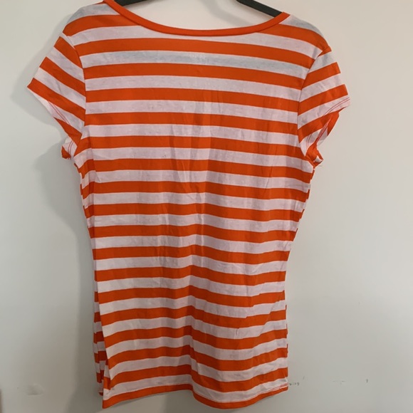 EUC DOTS Orange and White Striped Short Sleeve Shirt Size XL - Picture 4 of 4